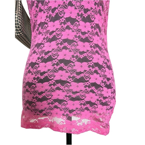 Vintage Aeropostale Woman’s Medium Sheer Pink Lace Tank Top Coverup - Picture 3 of 6